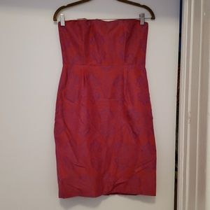 Strapless orange/redish and purple dress